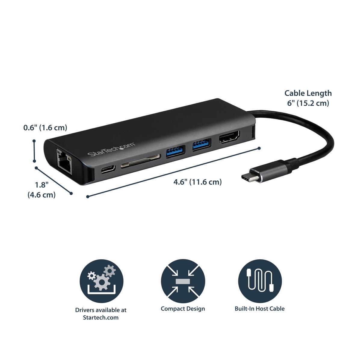 USB-c Multiport Adapter With Sd Pd - 4k Hdmi - Gbe - 2x USB-a