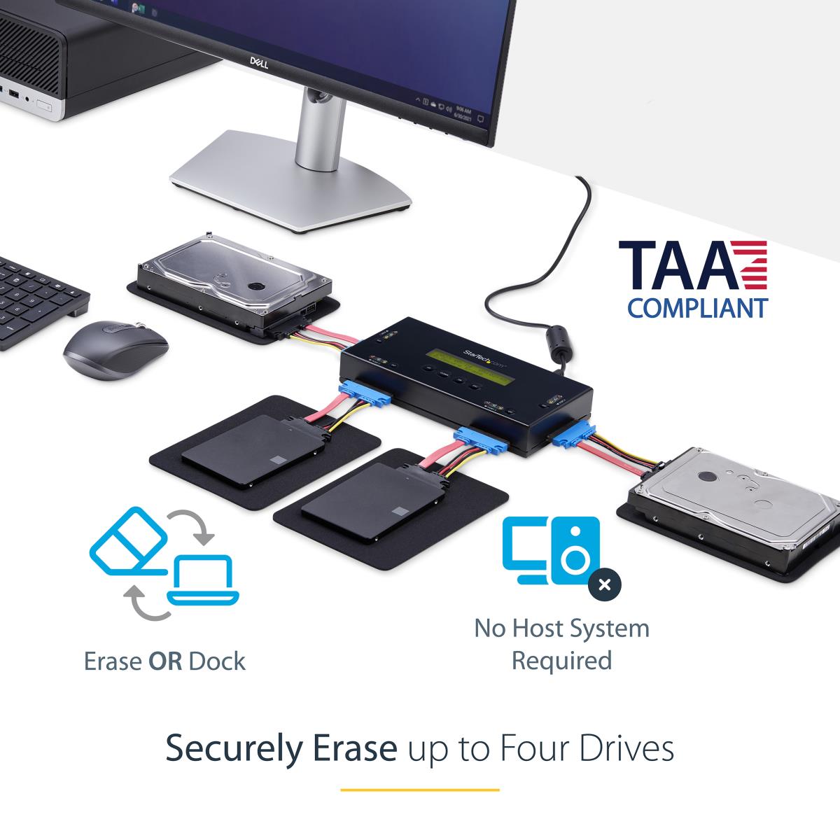 Hard Drive Eraser For 63.5 Or 88.9 Mm. SATA Drives - 4-bay