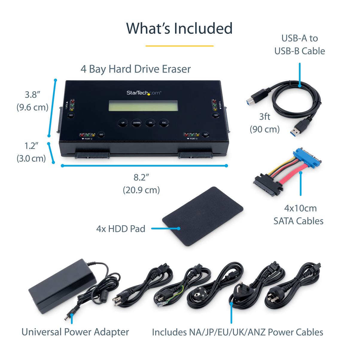 Hard Drive Eraser For 63.5 Or 88.9 Mm. SATA Drives - 4-bay