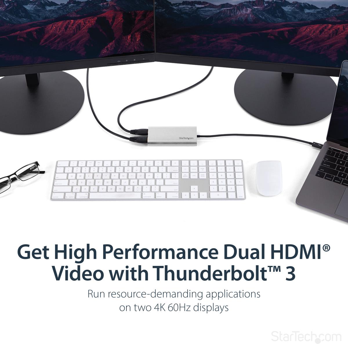 Thunderbolt 3 To Dual Hdmi Adapter - 4k 60hz - Mac And Windows Compatible