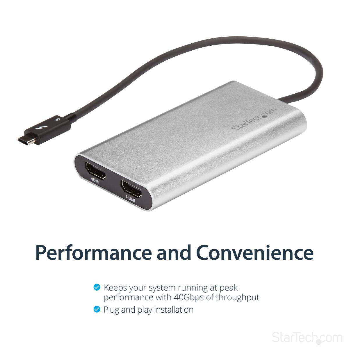 Thunderbolt 3 To Dual Hdmi Adapter - 4k 60hz - Mac And Windows Compatible