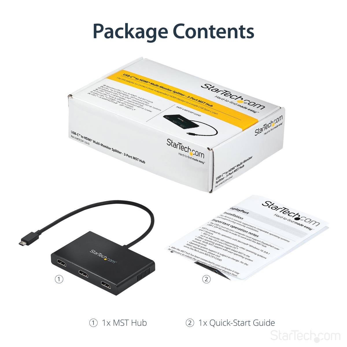 USB C To Hdmi Multi-monitor Adapter - 3-port Mst Hub