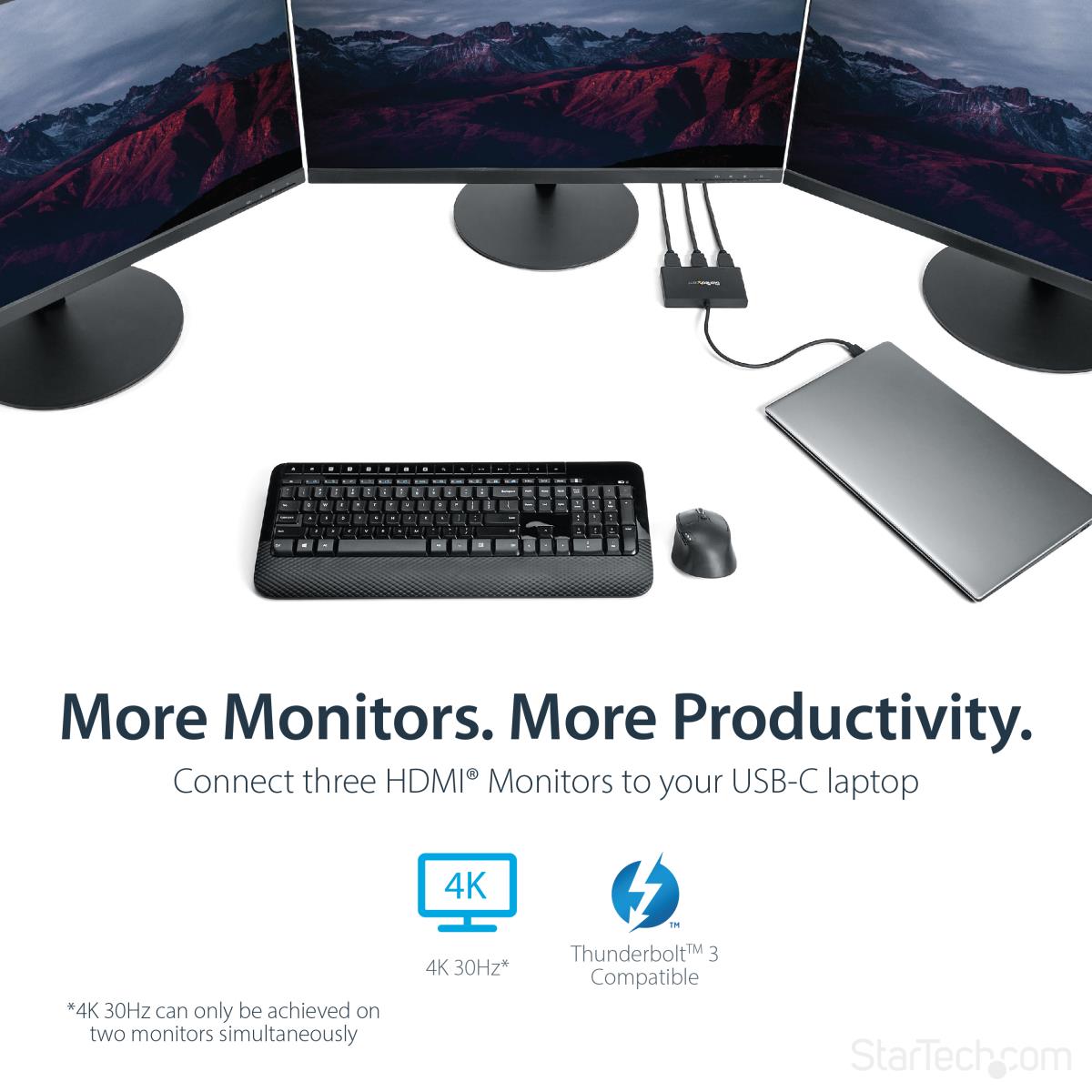 USB C To Hdmi Multi-monitor Adapter - 3-port Mst Hub