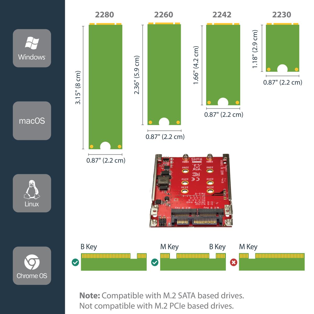 Dual-slot M.2 Drive To SATA Adapter For 2.5in Drive Bay - Raid