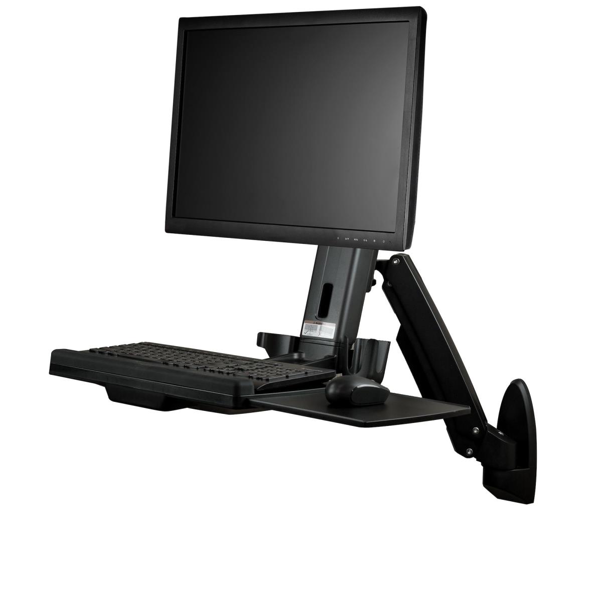 Monitor Mount - Wall Mounted Sit Stand Desk For One Monitor Up To 24in - Adjustable