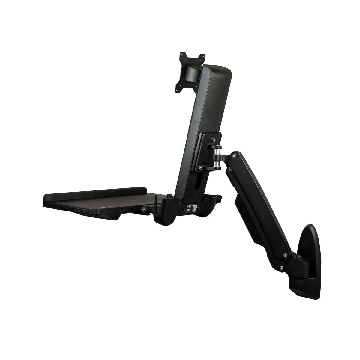 Monitor Mount - Wall Mounted Sit Stand Desk For One Monitor Up To 24in - Adjustable