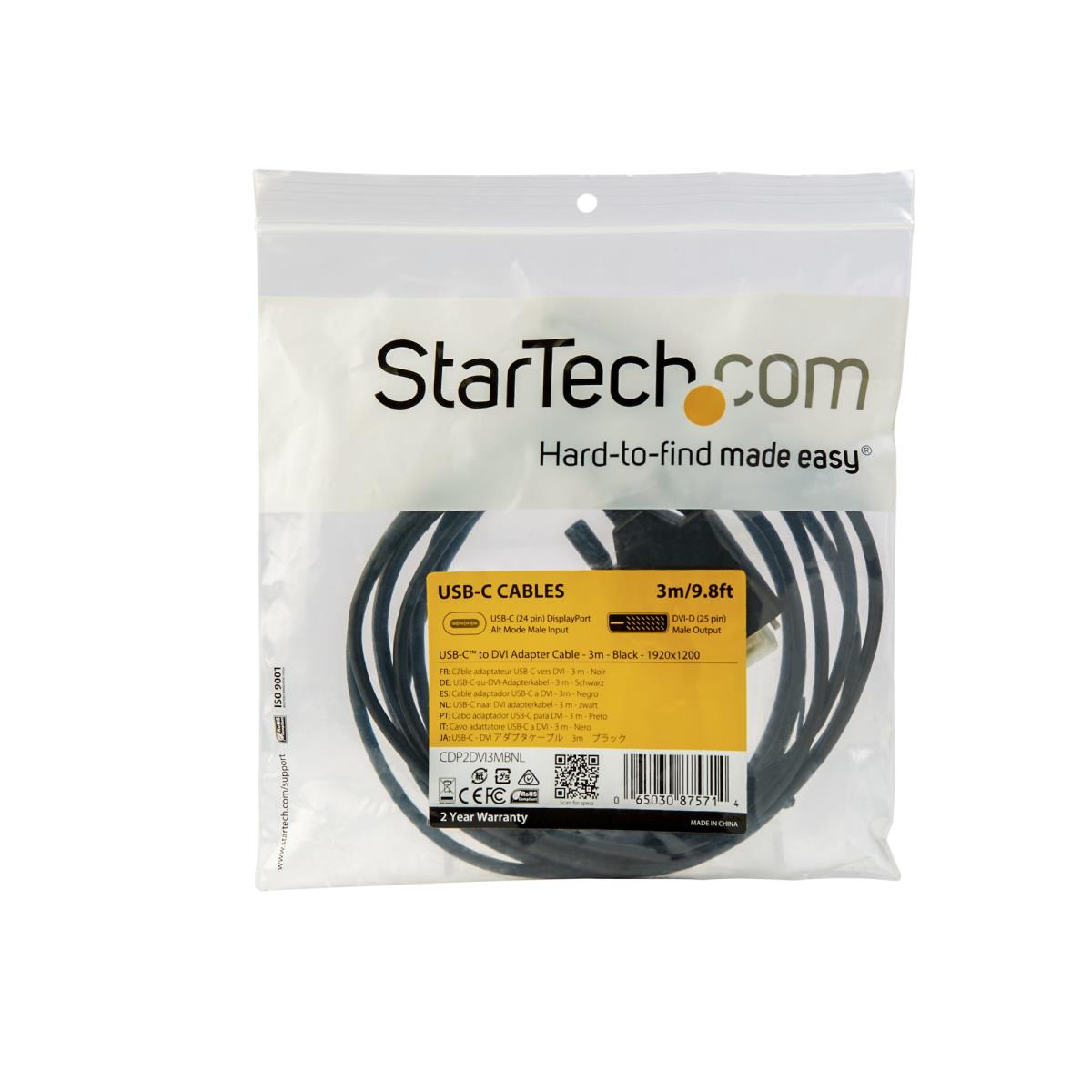 USB-c To DVI Cable - 1920 X 1200 - Black 3m