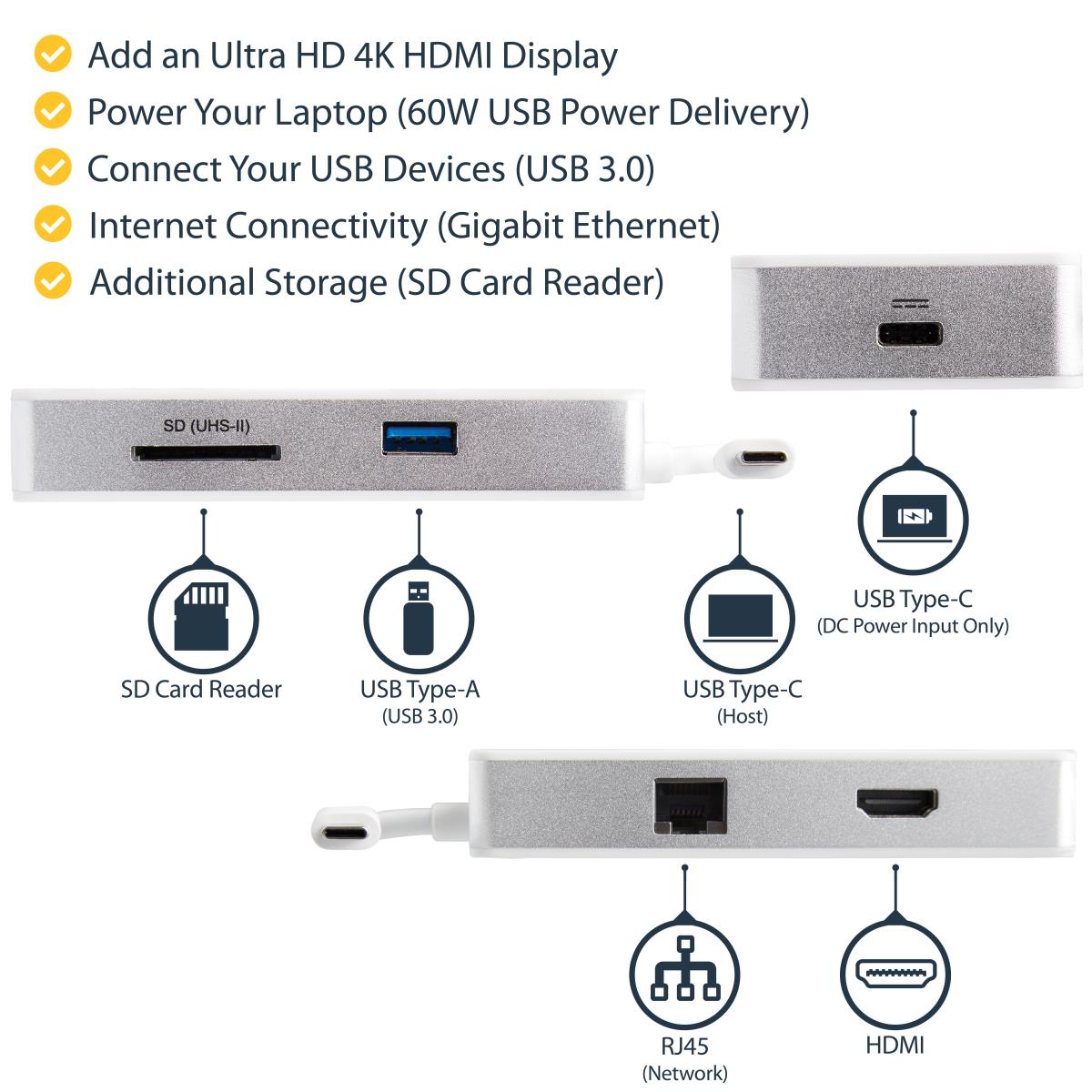 USB-c Multiport Adapter - Mac Windows 4k Hdmi USB 3.0 Sd Slot