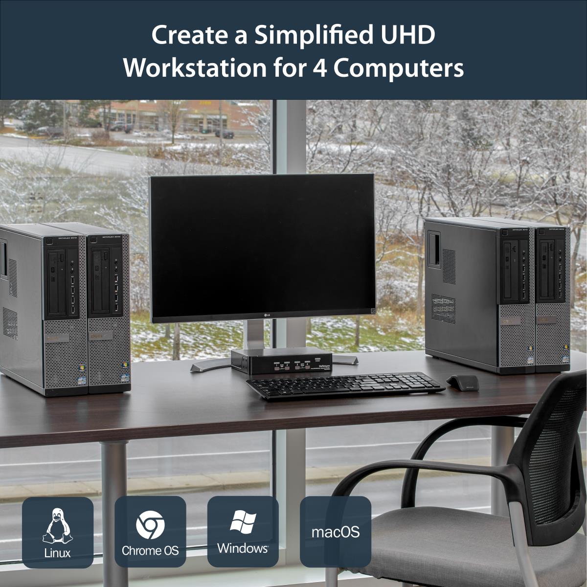KVM Switch - DisplayPort 4-port - 4k 60hz