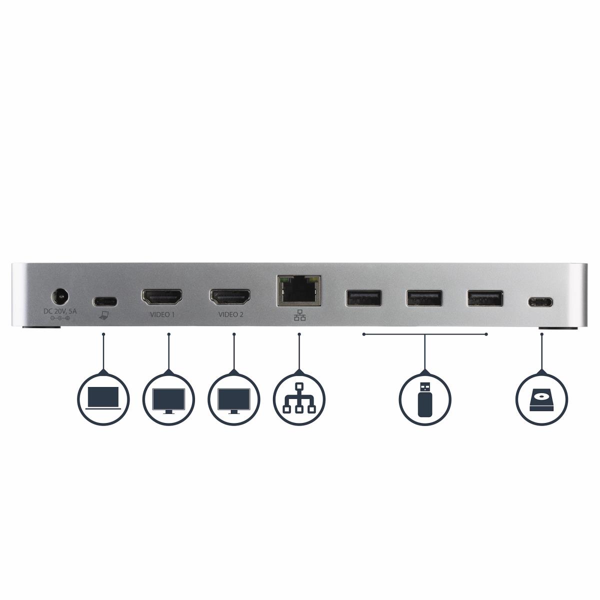 Docking Station - Dual Monitor USB-c For Windows - Mst - 60w Power Delivery - 4k - Hdmi To DVI Adapters