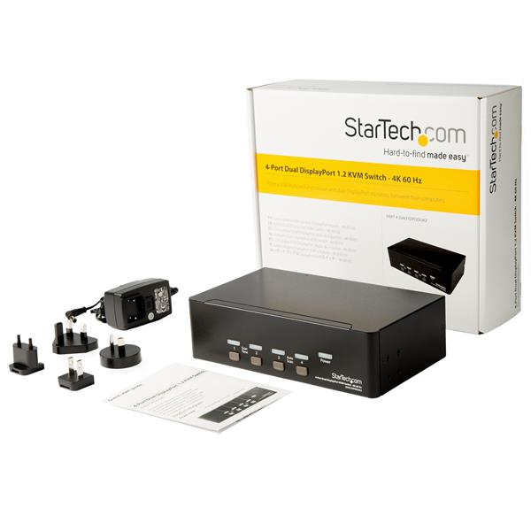 KVM Switch - Dual DisplayPort 4-port - 4k 60hz