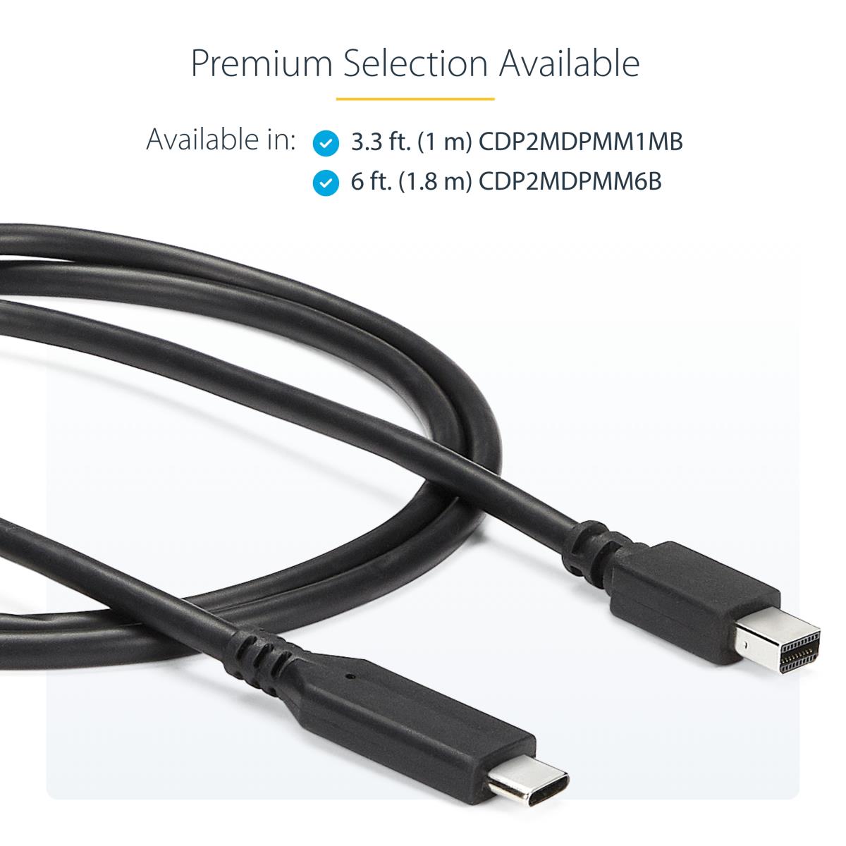 USB C To Mini Dp Cable - 4k 60hz 1m Black