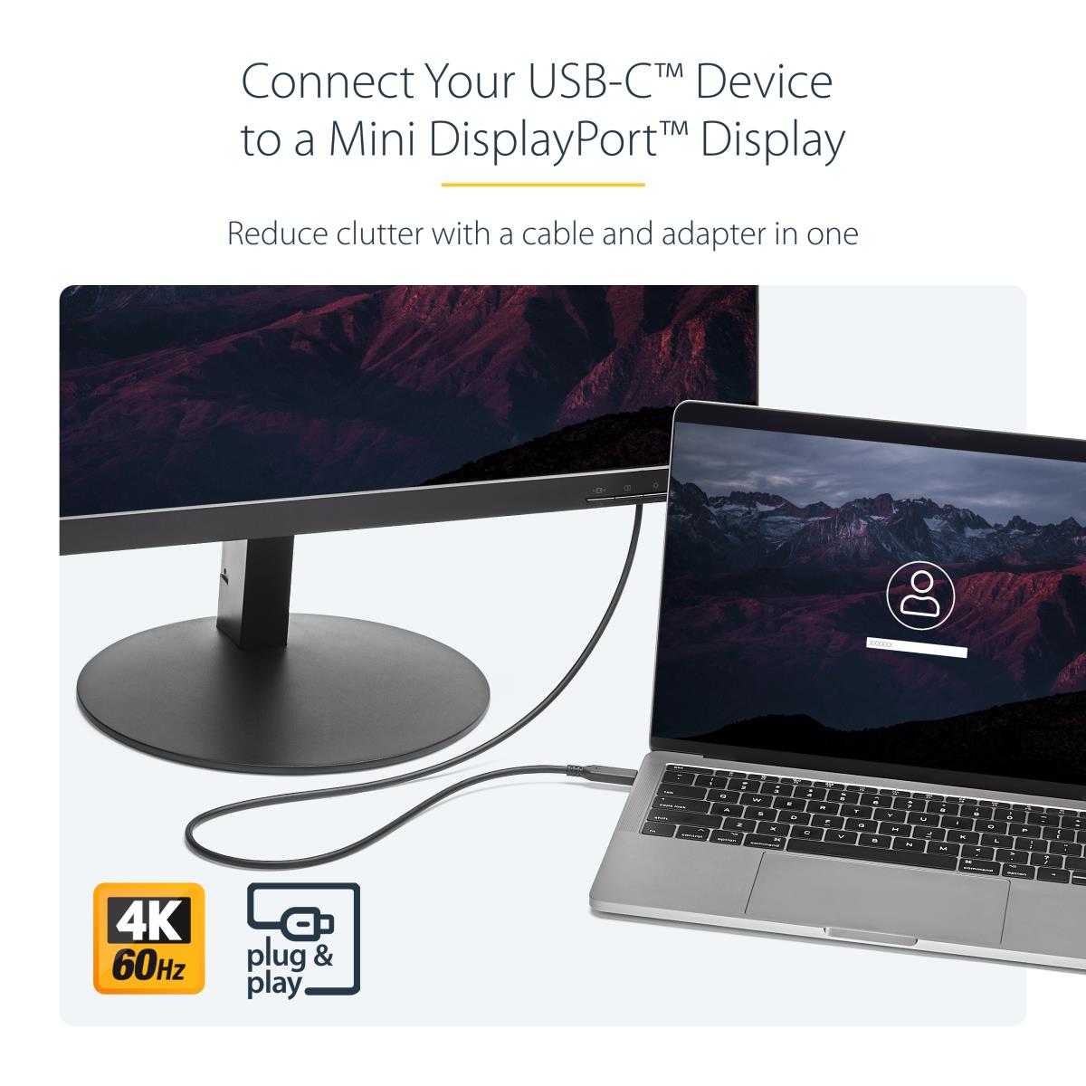 USB C To Mini Dp Cable - 4k 60hz 1m Black