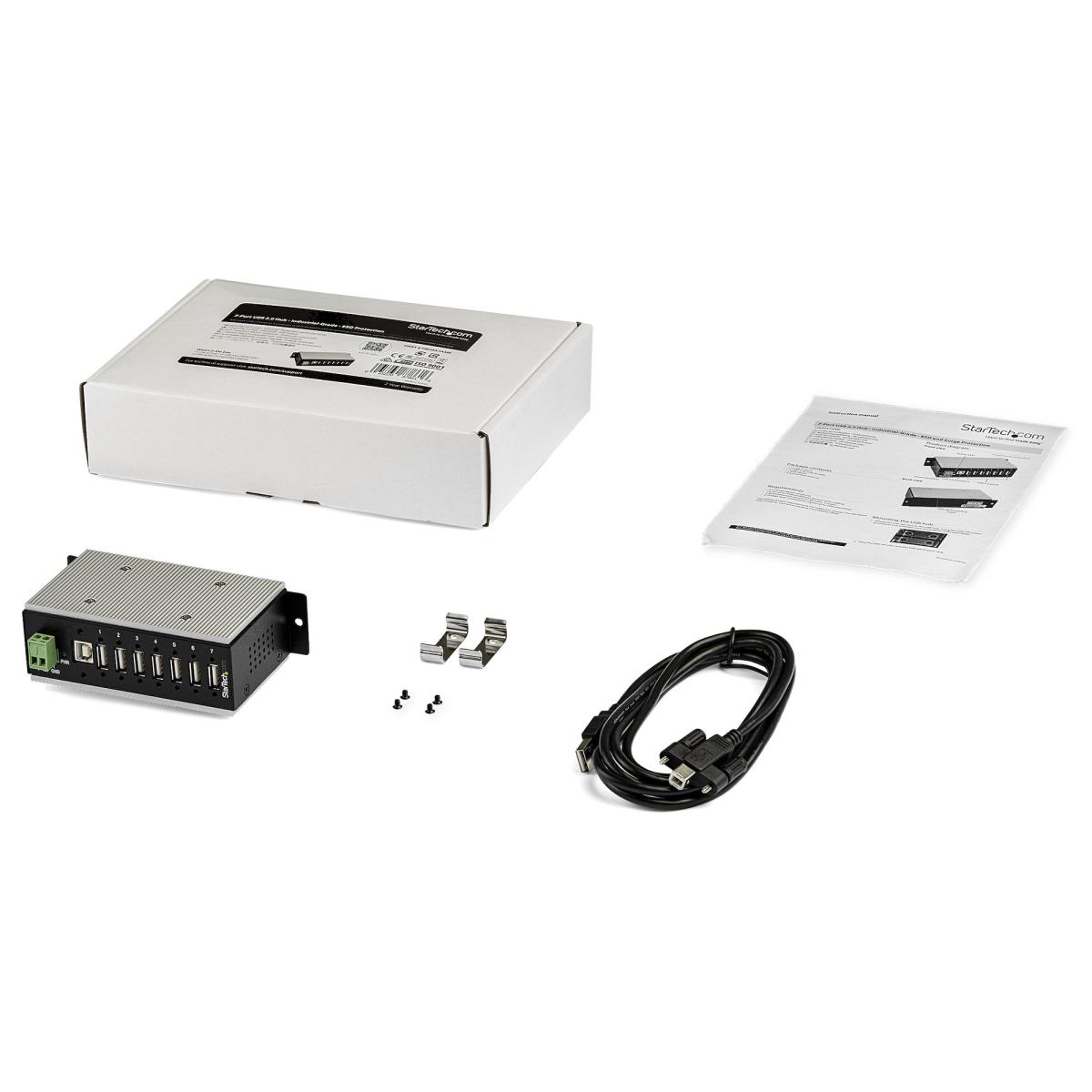 USB Hub Industrial - 7-port - USB 2.0 -15kv Esd Protection Metal
