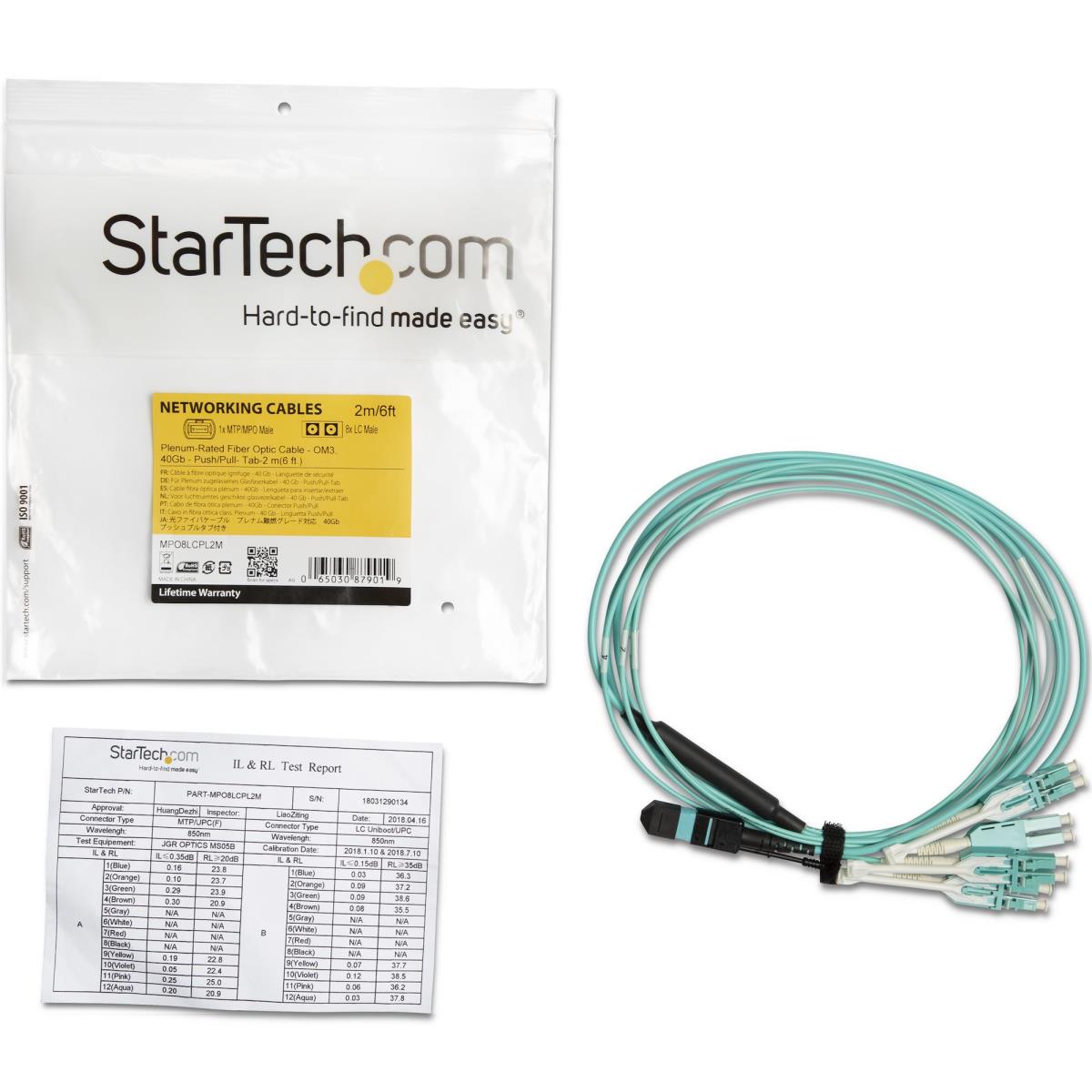 Mpo/ Mtp To Lc Breakout Cable - Plenum-rated - Om3, 40GB - Push/pull-tab - 2m