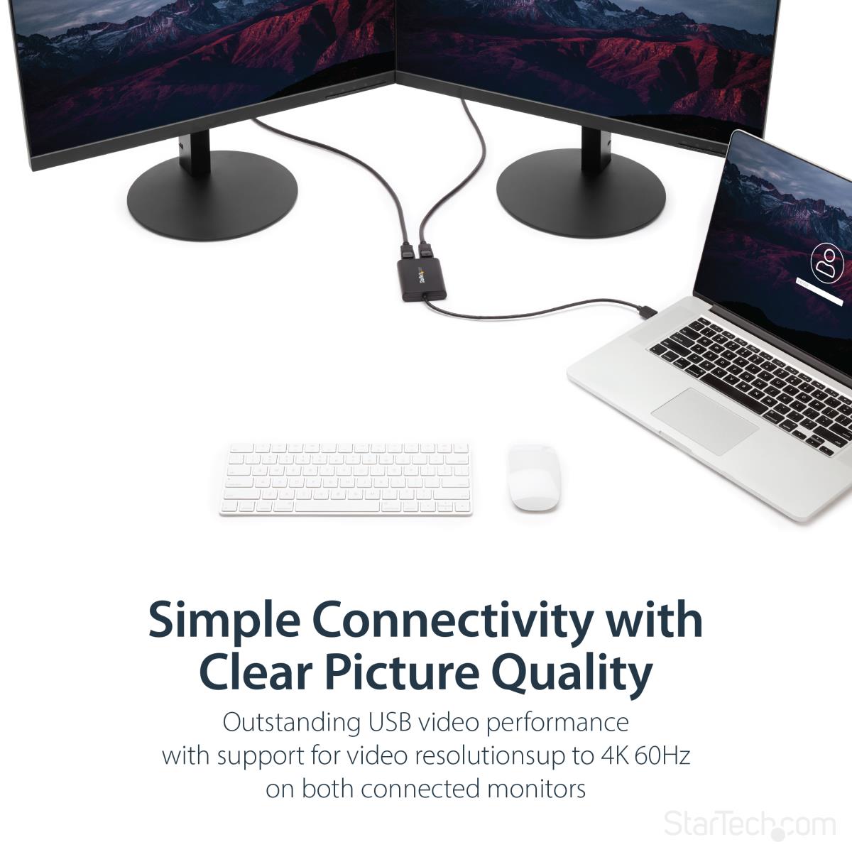 USB To Dual DisplayPort Adapter - 4k 60hz - USB 3.0 (5gbps)