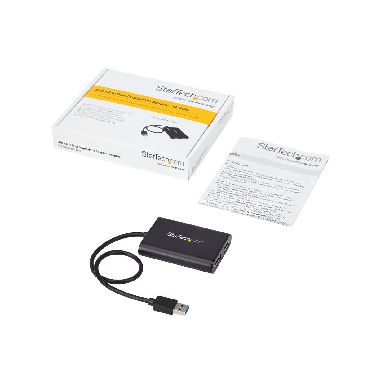 USB To Dual DisplayPort Adapter - 4k 60hz - USB 3.0 (5gbps)