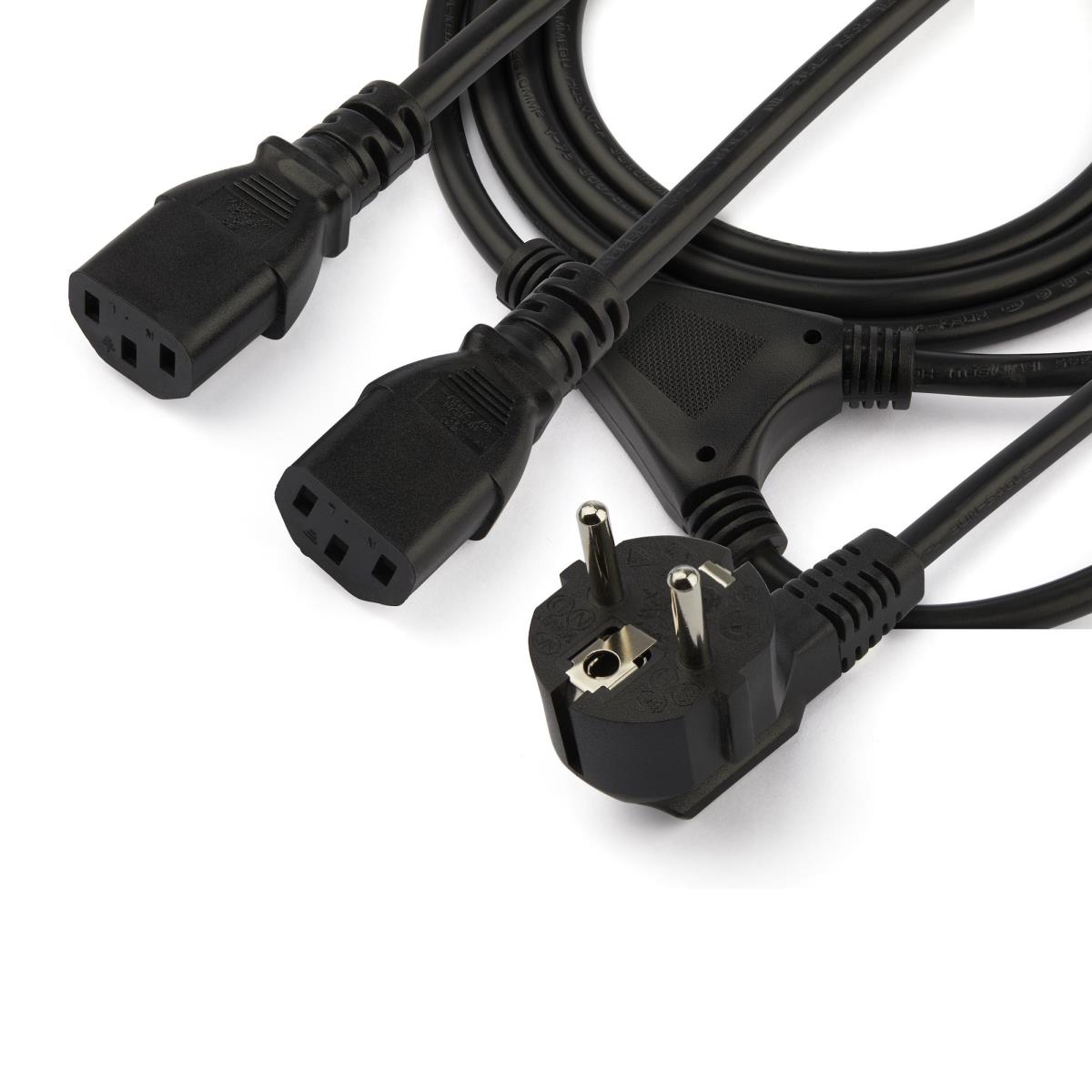 Power Cord C13 Y Splitter  Schuko Cee7 To 2x C13 2m