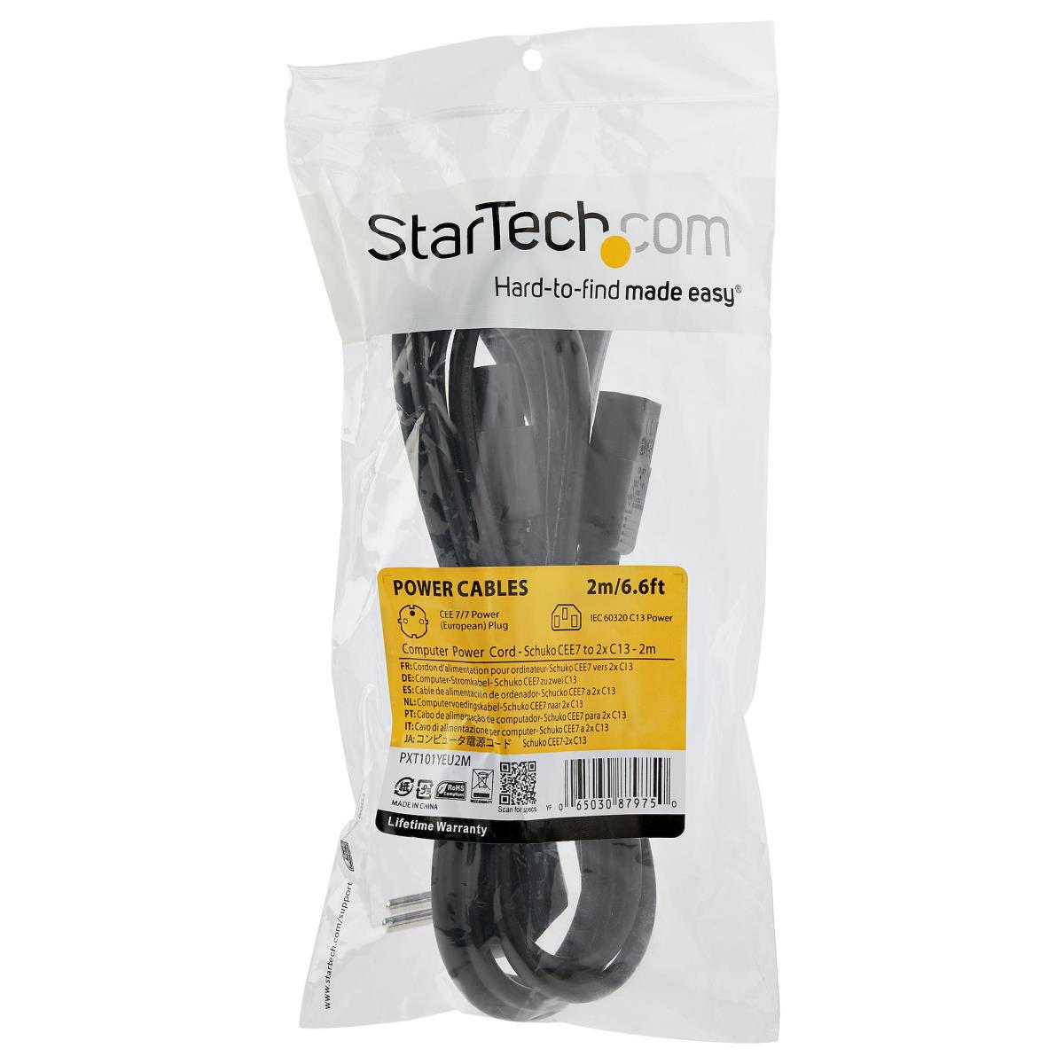 Power Cord C13 Y Splitter  Schuko Cee7 To 2x C13 2m