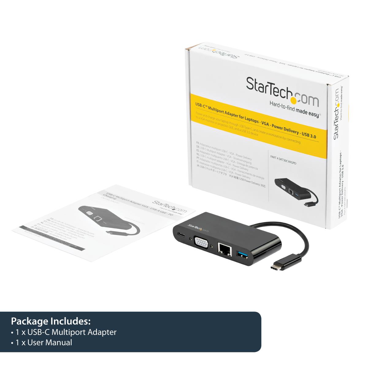 USB-c Vga Multiport Adapter - Power Delivery (60w) - USB 3.0 - Gbe