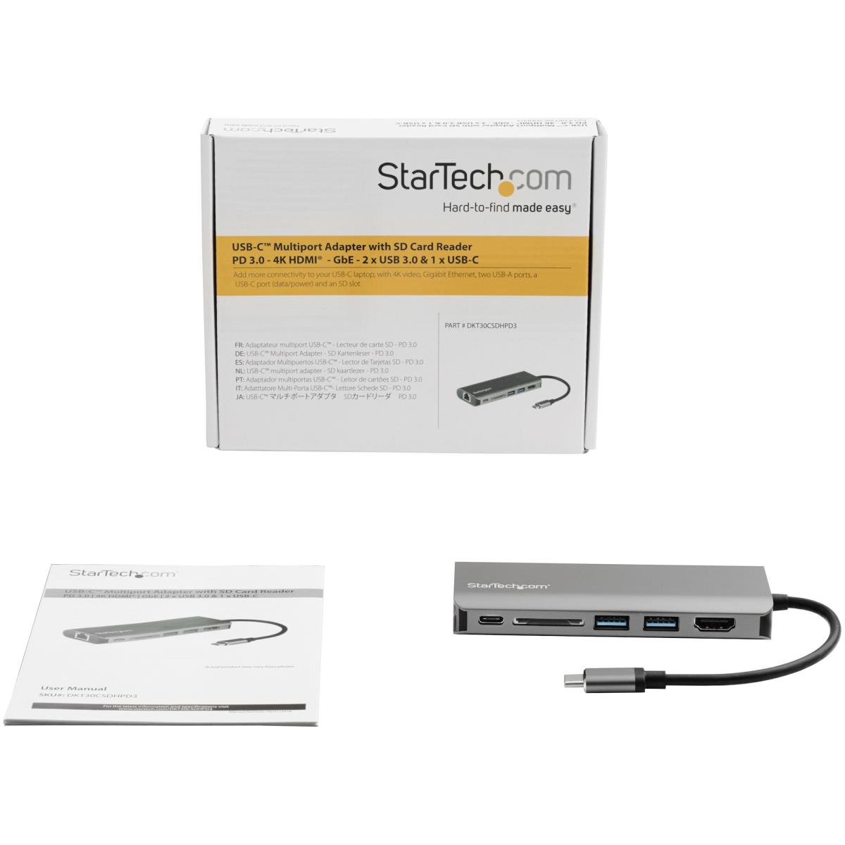 USB-c Multiport Adapter - Hdmi 4k - 2xa 1xc - Sd Reader - Pd 3.0
