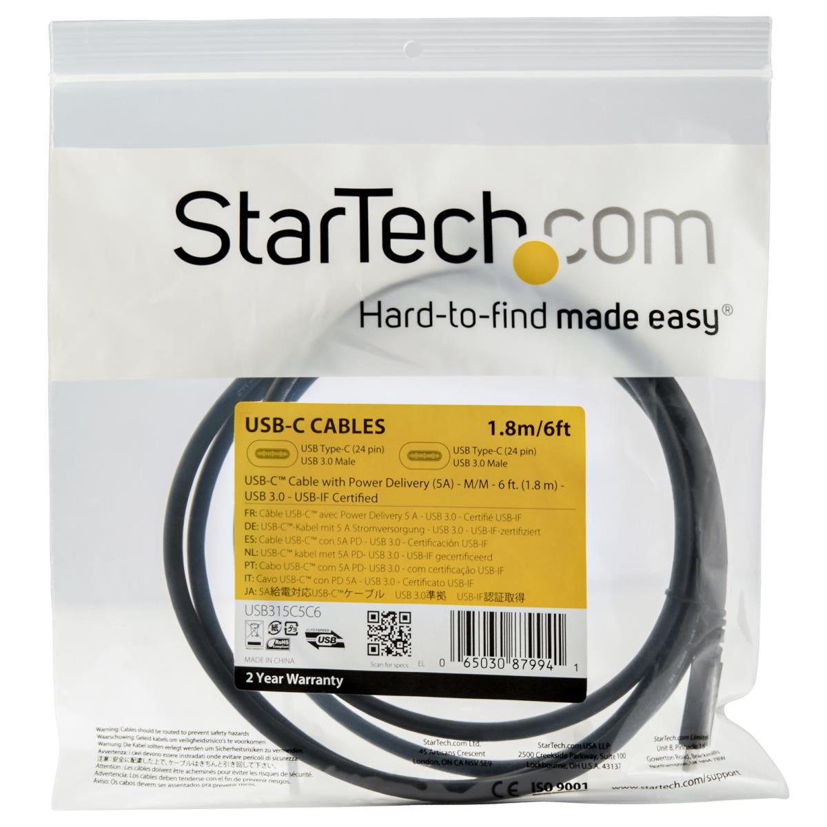 USB-c To USB-c Cable W/ 5a Pd - M/m - 2m
