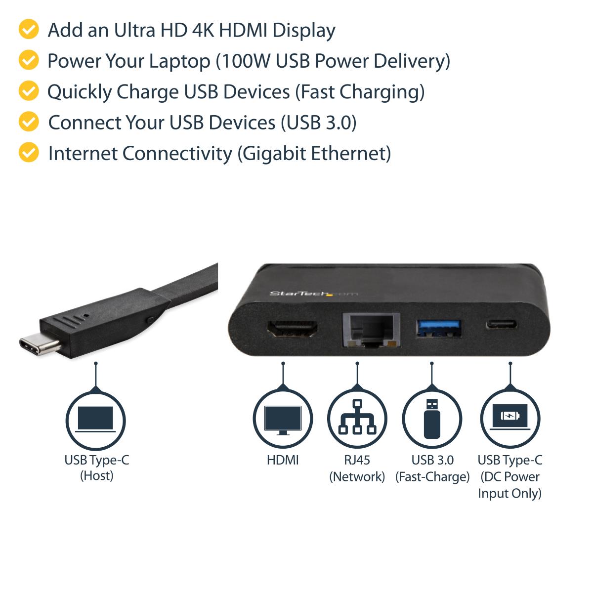 Docking Station USB-c Multiport Adapter - Hdmi 4k -1xa 1xc Gbe-100w Pd 3.0