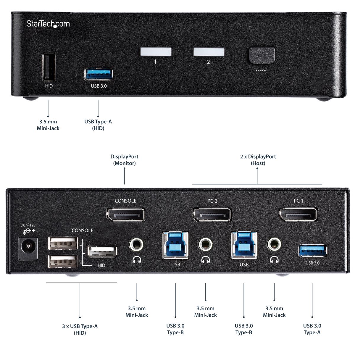 KVM Switch - 2 Port DisplayPort  - 4k60hz - USB 3.0 Hub