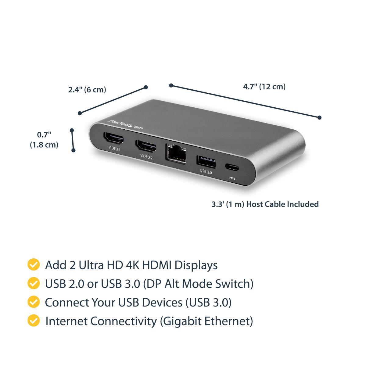 Docking Station - Dual-monitor USB-c Multiport Adapter - 2 X 4k Hdmi - 100w Pd 3.0