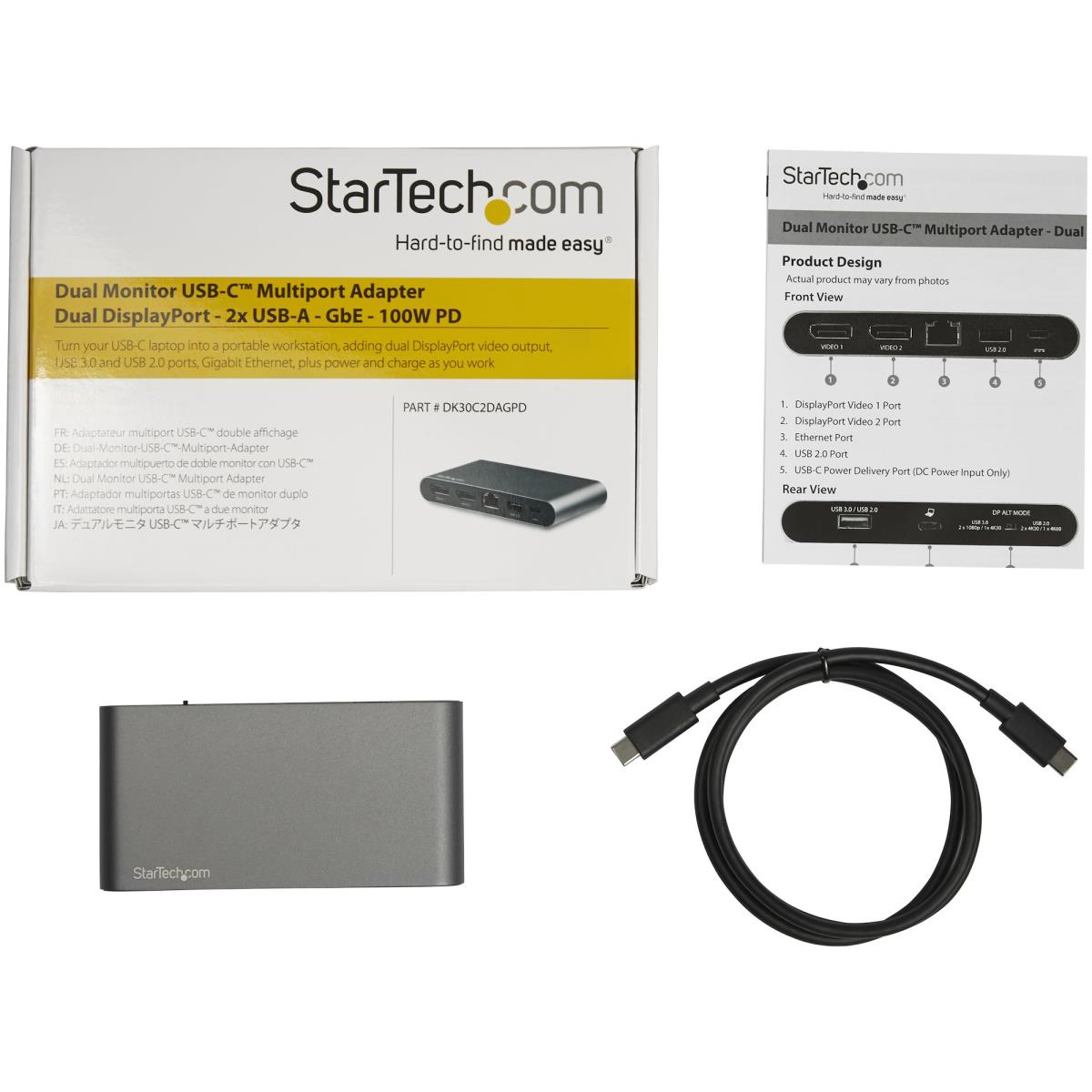 Docking Station - Dual-monitor USB-c Multiport Adapter - 2 X 4k Dp - 100w Pd 3.0