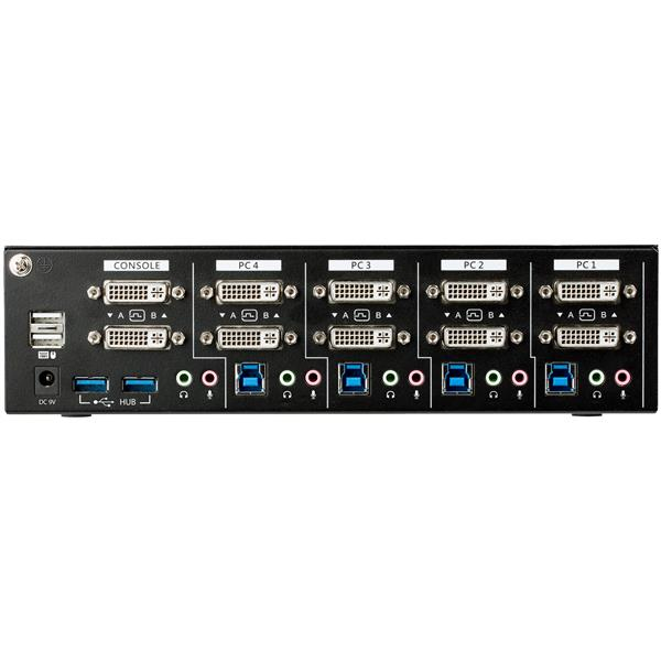 KVM Switch - Dual-monitor 4-port DVI With USB 3.0 Hub