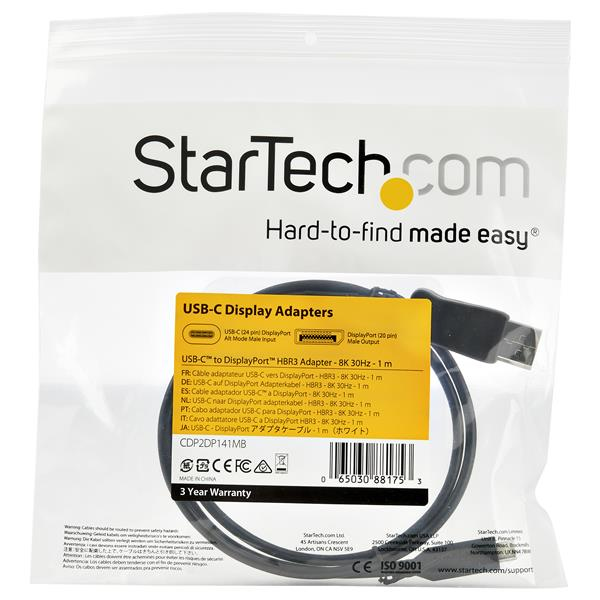 USB-c To DisplayPort Adapter Cable - 8k 30hz - 1m