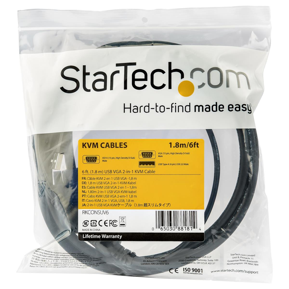KVM Console Cable - Vga And USB For Rackmount Consoles - 4.5m