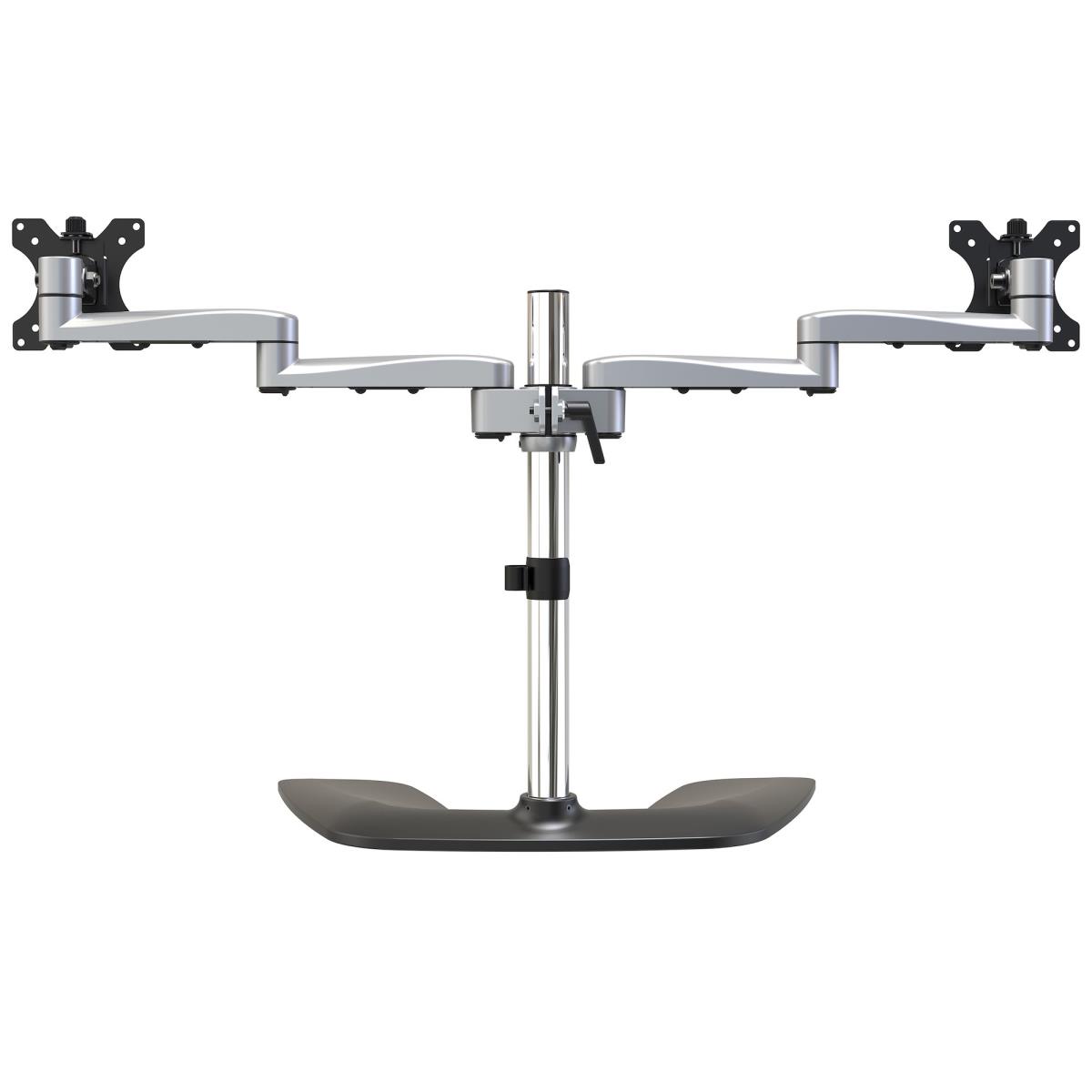 Dual Monitor Stand - Articulating Arms - Height Adjustable - For Vesa Mount Monitors Up To 32in - Steel/aluminum