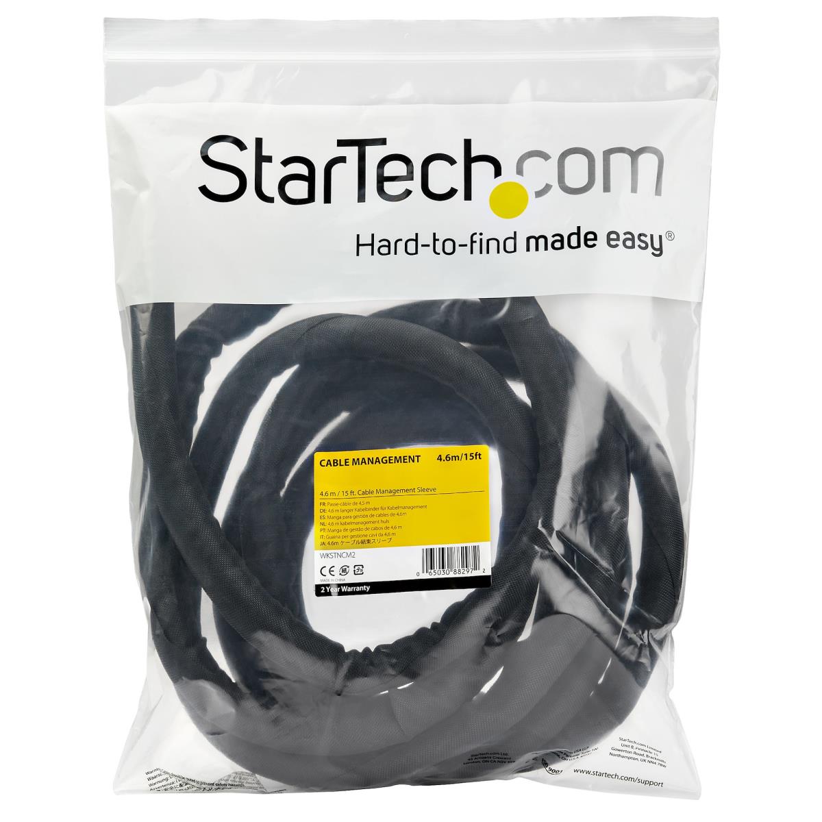 Cable Management Sleeve - Trimmable Fabric Cable Organizer 4.5m