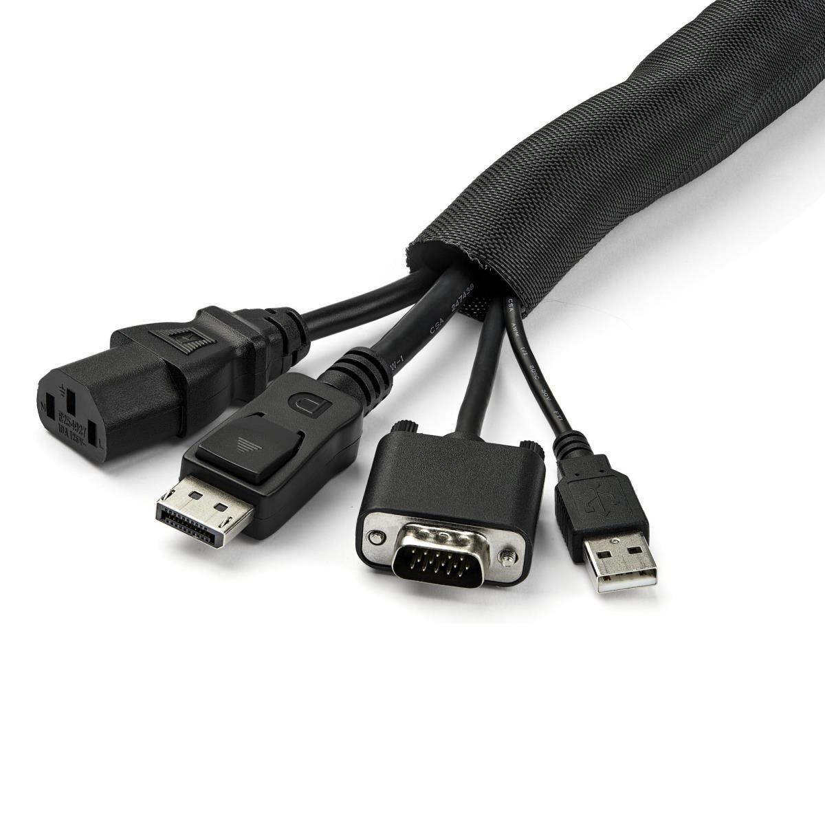 Cable Management Sleeve - Trimmable Fabric Cable Organizer 4.5m