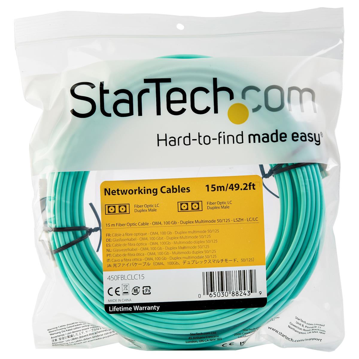 Om4 Fiber Optic Cable 100 GB 50/125 Lszh-lc/lc- Multimode Duplex 15m