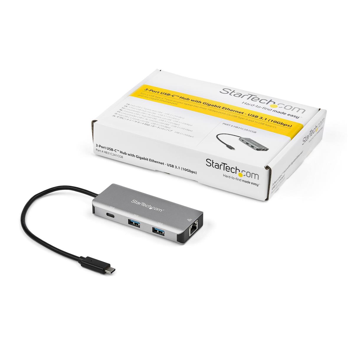 USB-c Hub - 3-port With Gigabit Lan Port - 2x USB-a & 1x USB-c