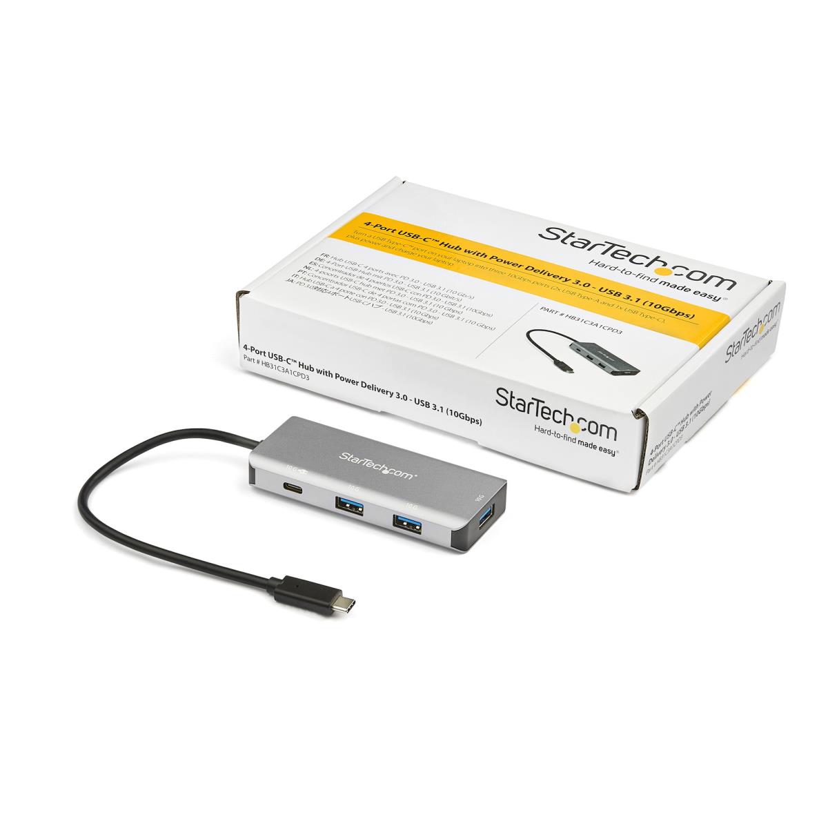 USB-c Hub - 4-port With Power Delivery - 10gbps - 3x USB-a & 1x USB-c