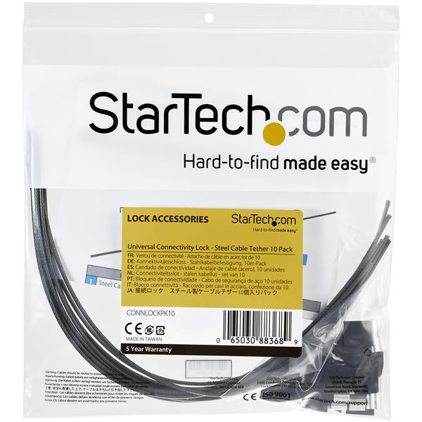 Security Tether Cables - 10 Pack - Steel - Adjustable
