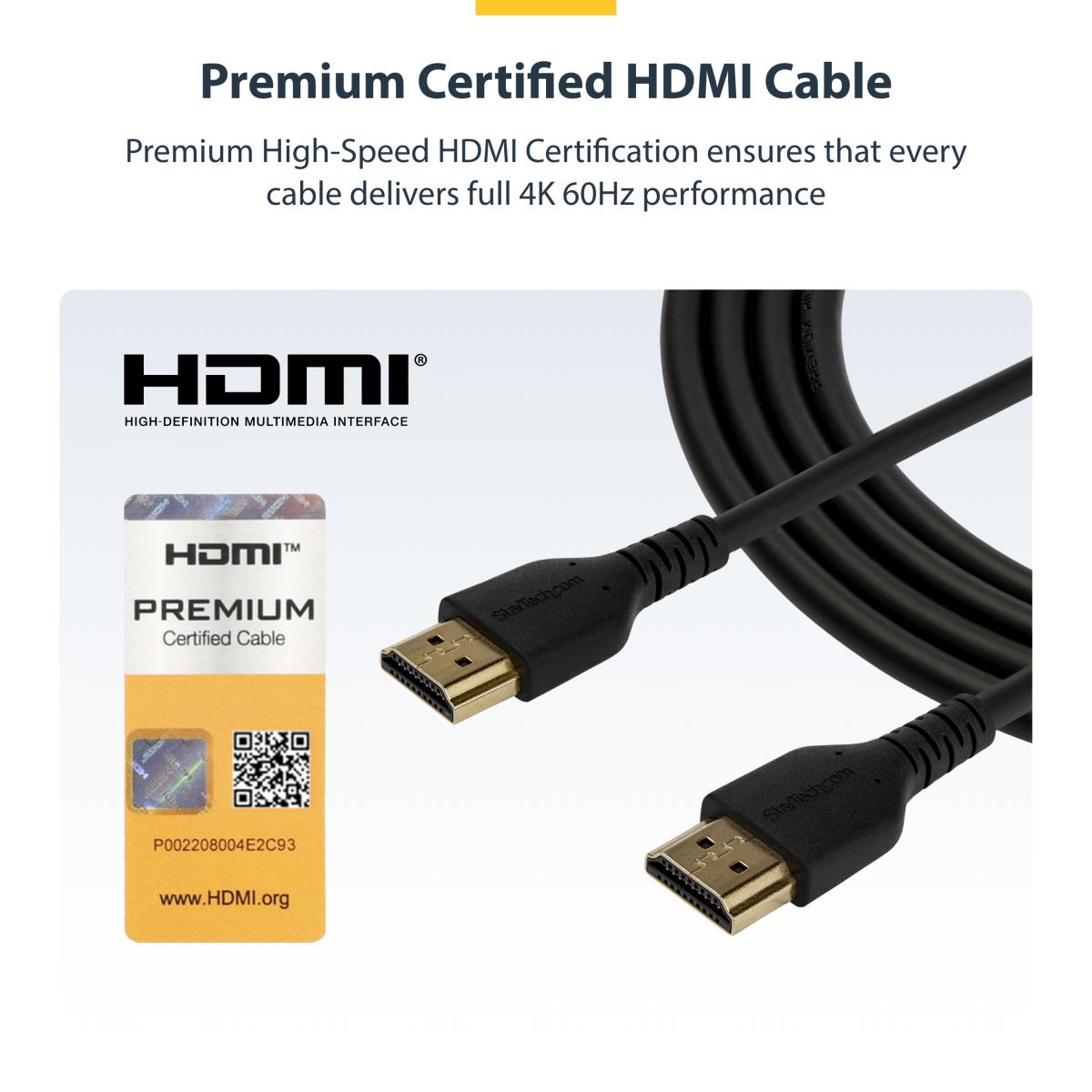 Premium High Speed Hdmi Cable With Ethernet Aramid Fiber 1m