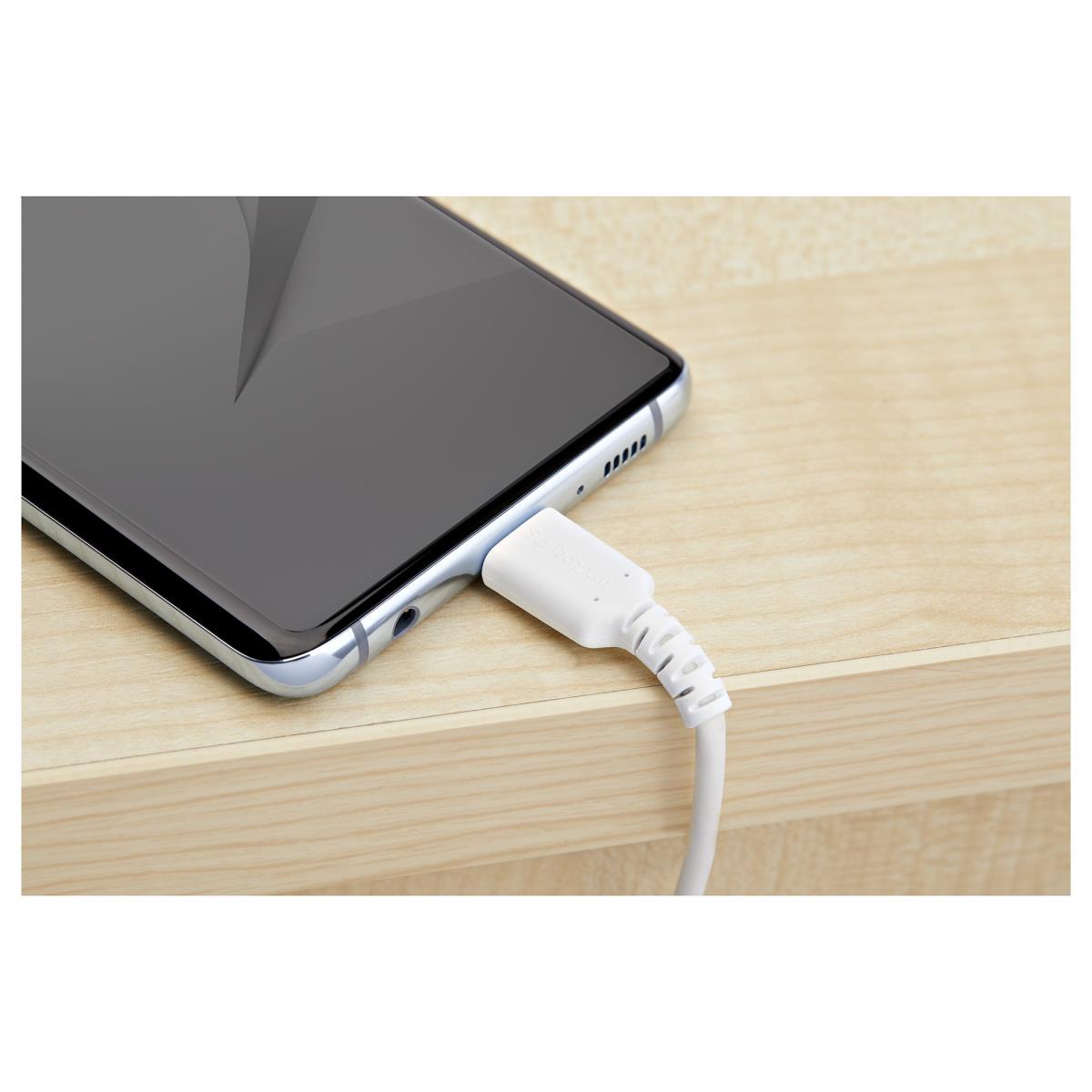 Durable USB 2.0 To USB C Cable - Aramid Fiber - 1m White