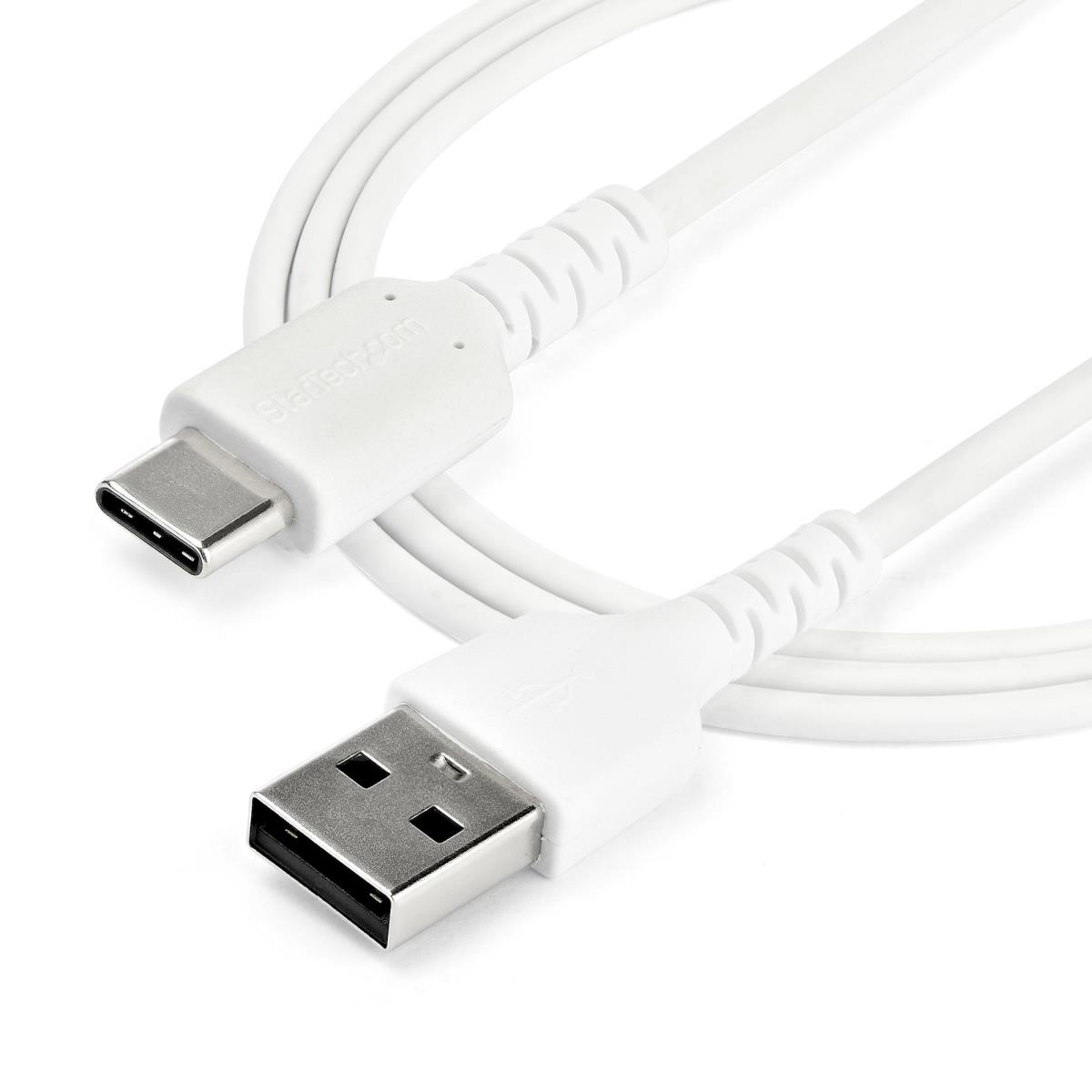 Durable USB 2.0 To USB C Cable - Aramid Fiber - 1m White
