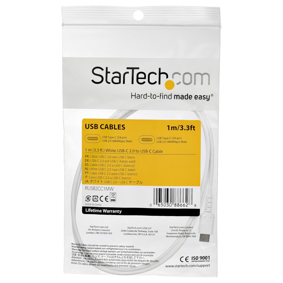 Durable USB 2.0 Type C Cable - 1M - White