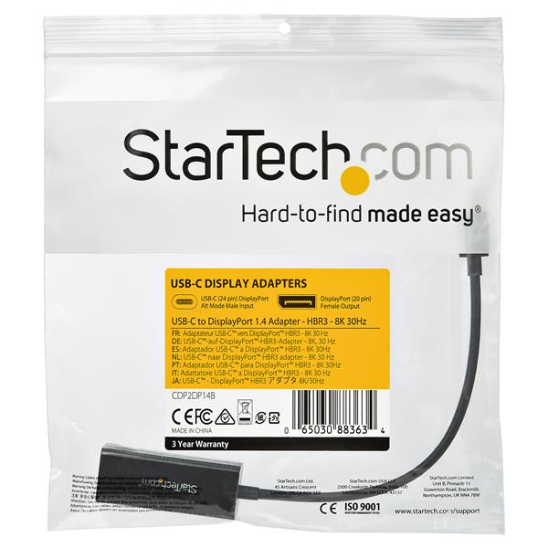 USB C to DisplayPort Adapter - 8K 30Hz - HBR3 Adapter