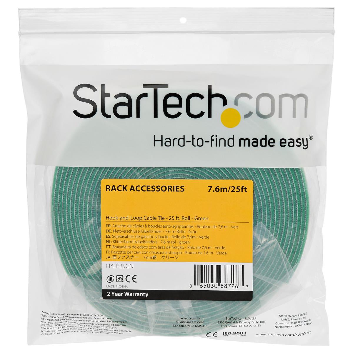 Hook And Loop Roll - Resuable - Green - 25ft