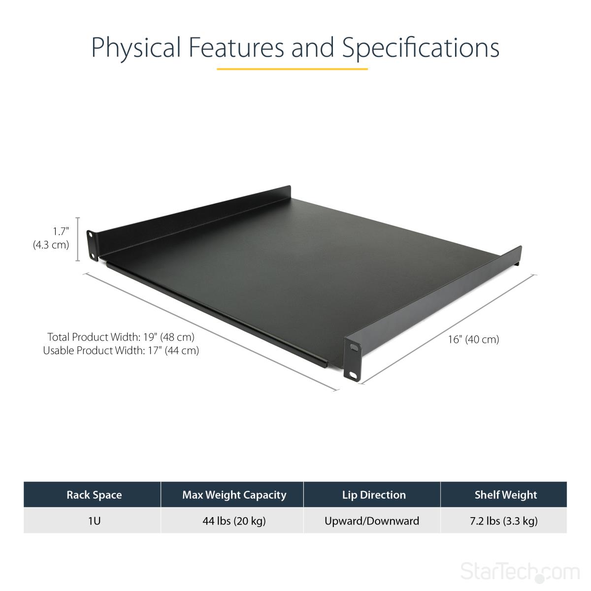 1u Server Rack Shelf 16in. Deep - Eca-310 Compliant