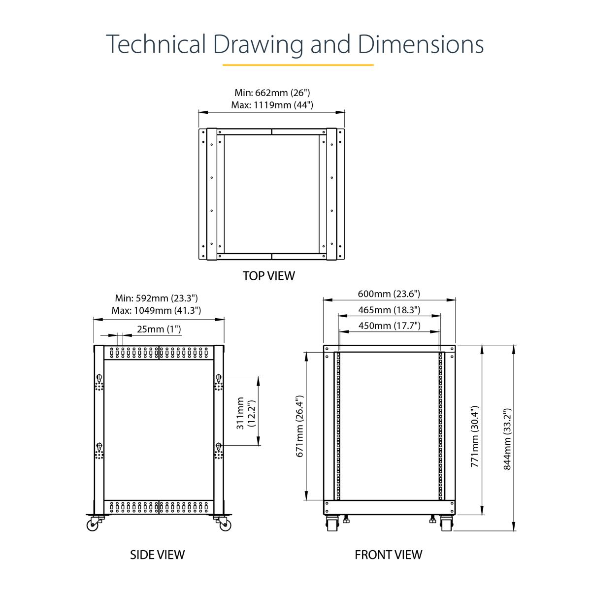Rack - 15u Open Frame - 22-40 In. Depth