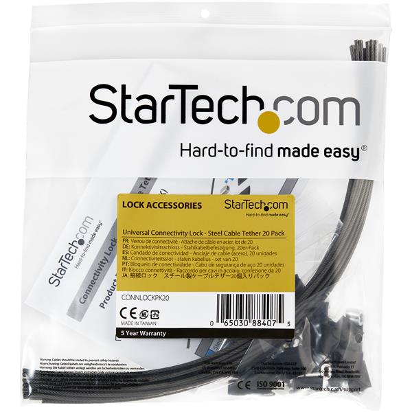 Security Tether Cables - 20 Pack - Steel - Adjustable