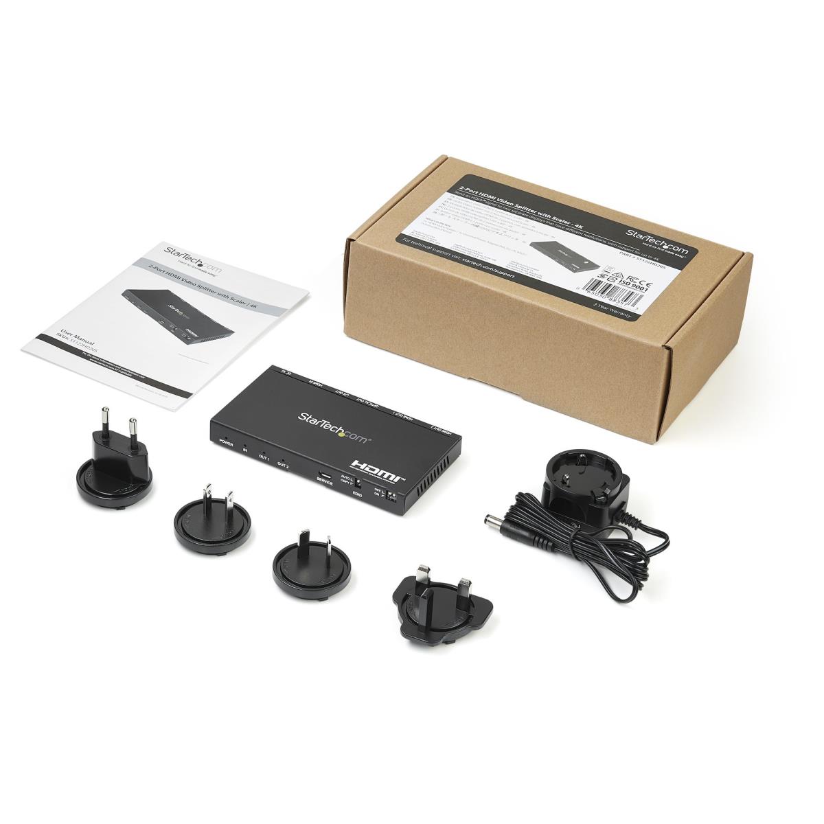 Hdmi Splitter - 2-port 4k 60hz With Built-in Scaler